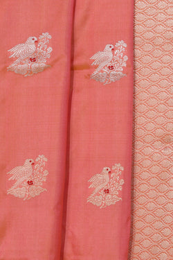 Image of Banarasi Katan Silk Peach Saree