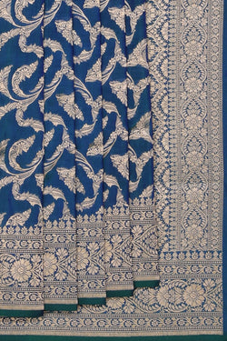 Image of Banarasi Katan Silk Teal Blue Saree