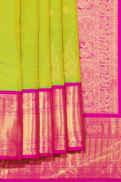 Image of Arani Silk Parrot Green Saree