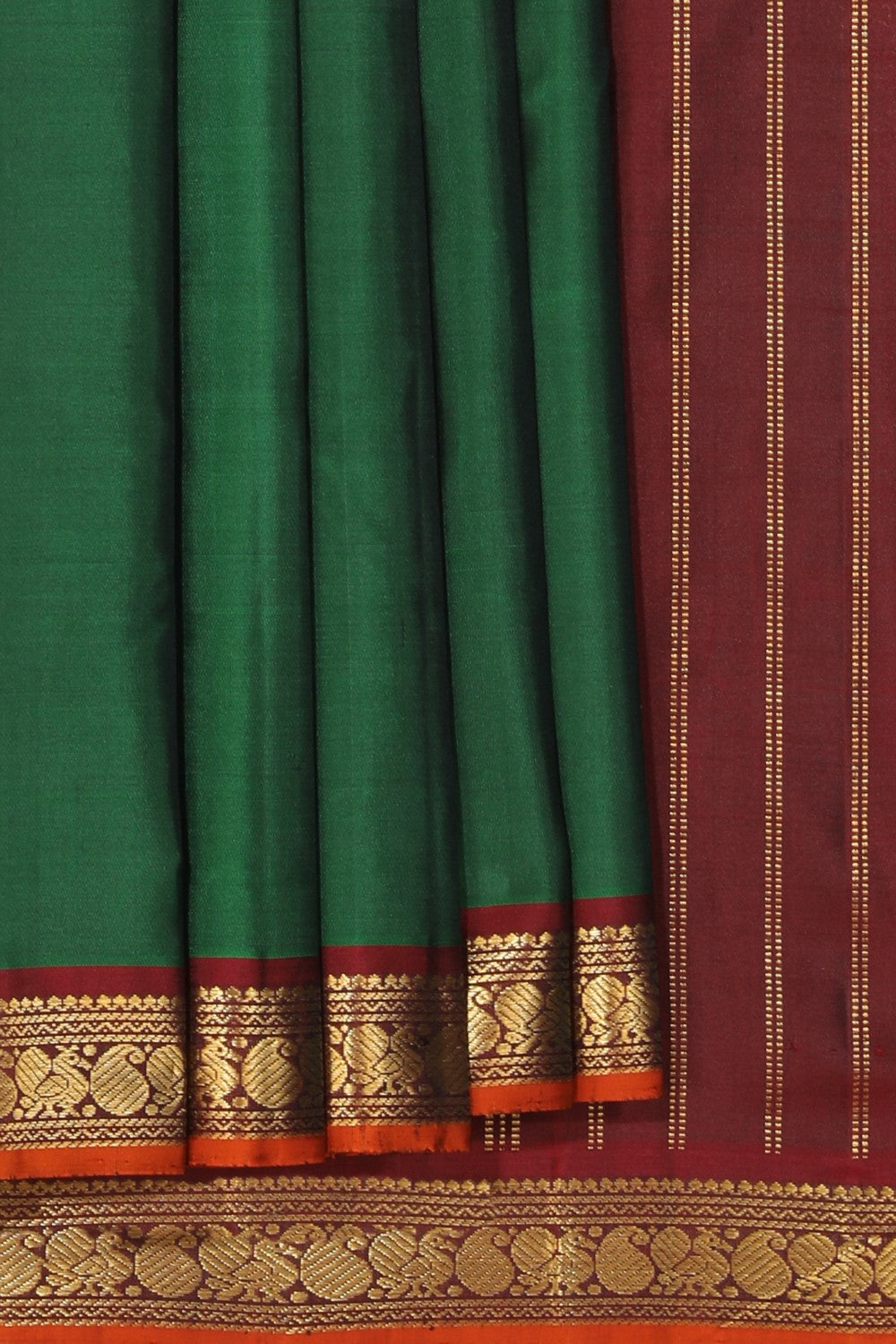 Arani Silk Bottle Green Saree