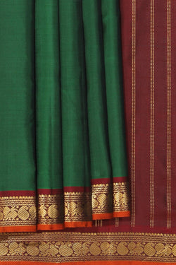 Image of Arani Silk Bottle Green Saree