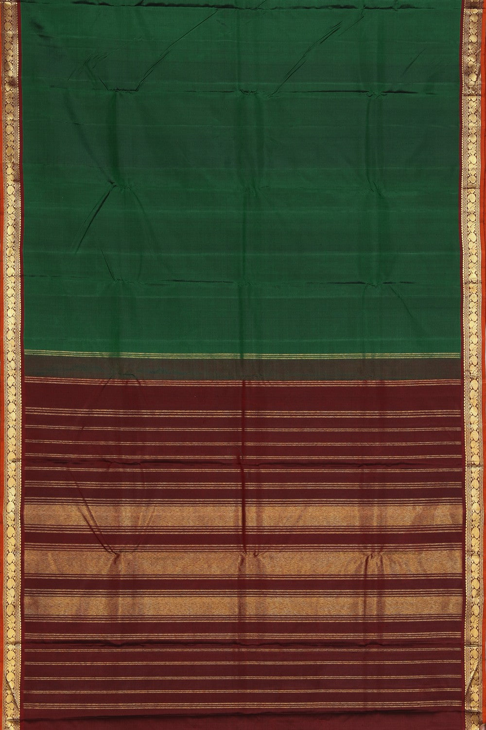 Arani Silk Bottle Green Saree