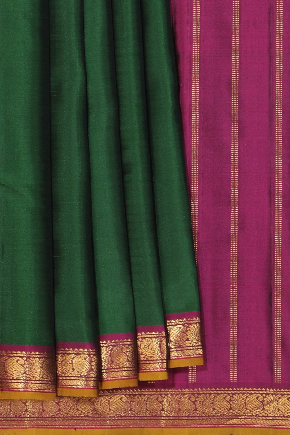 Arani Silk Bottle Green Saree