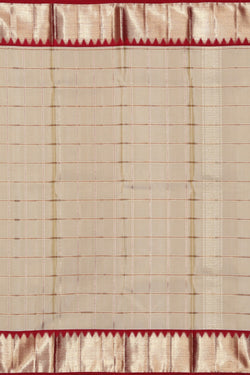 Image of Kanchipuram Silk Beige Dhoti With Kanduva (8 X 4)