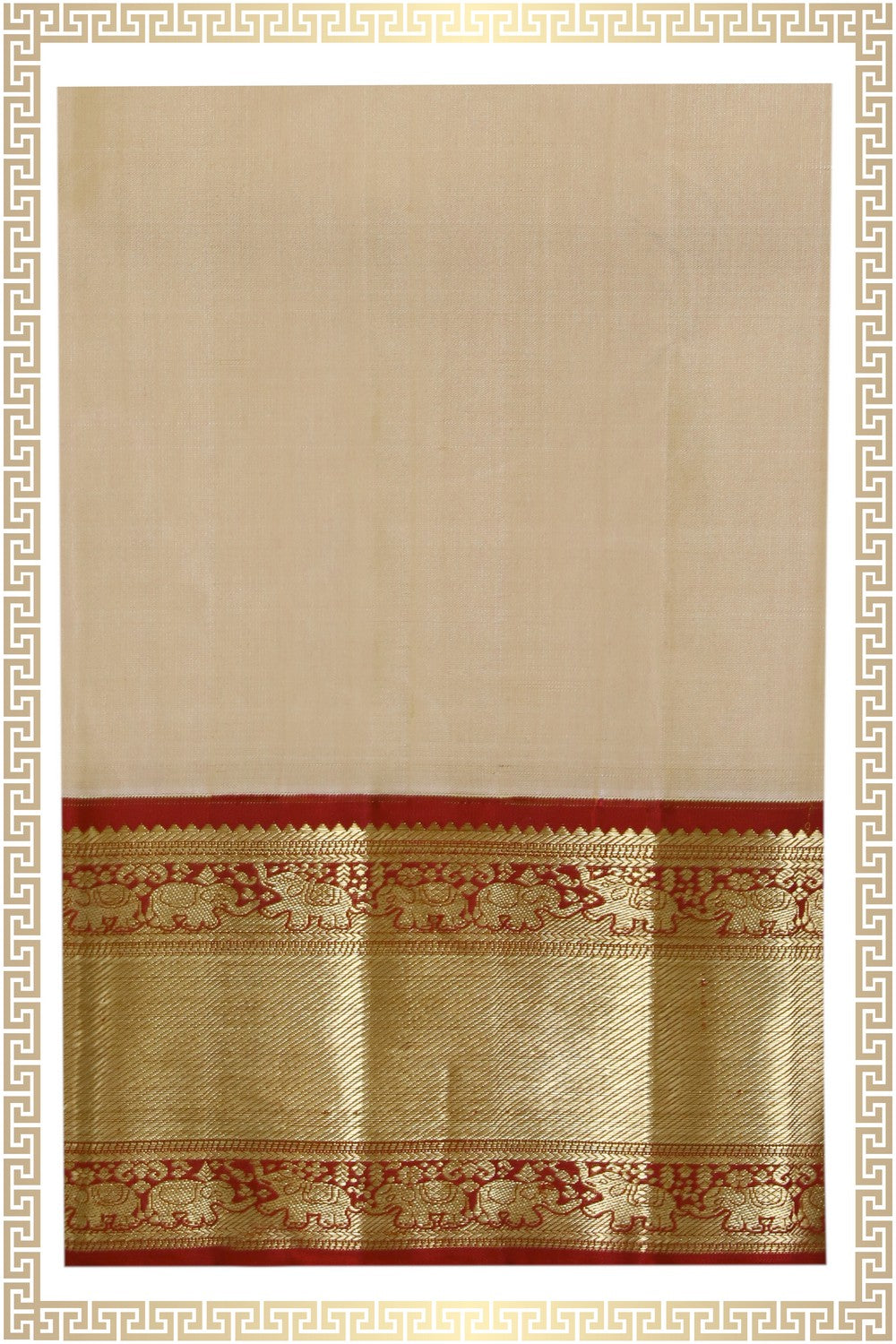 Kanchipuram Silk Beige Dhoti With Kanduva (8 X 4)