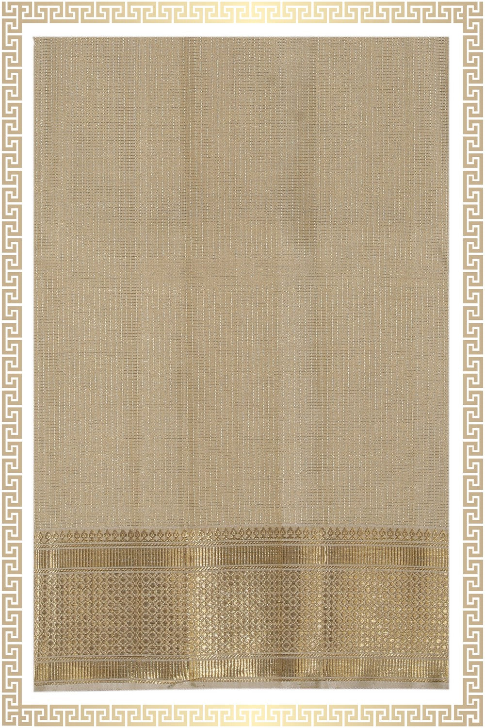 Kanchipuram Silk Beige Dhoti With Kanduva (8 X 4)