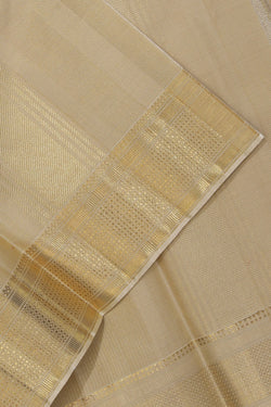 Image of Kanchipuram Silk Beige Dhoti With Kanduva (8 X 4)