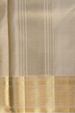 Image of Kanchipuram Silk Beige Dhoti With Kanduva (8 X 4)