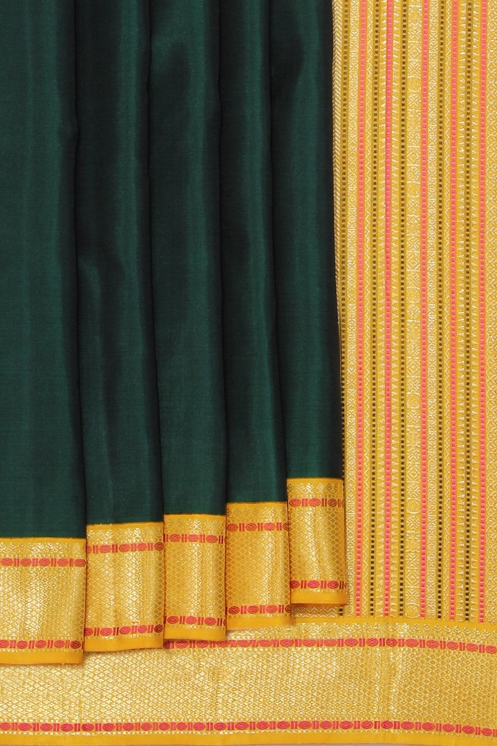 Arani Silk Bottle Green Saree