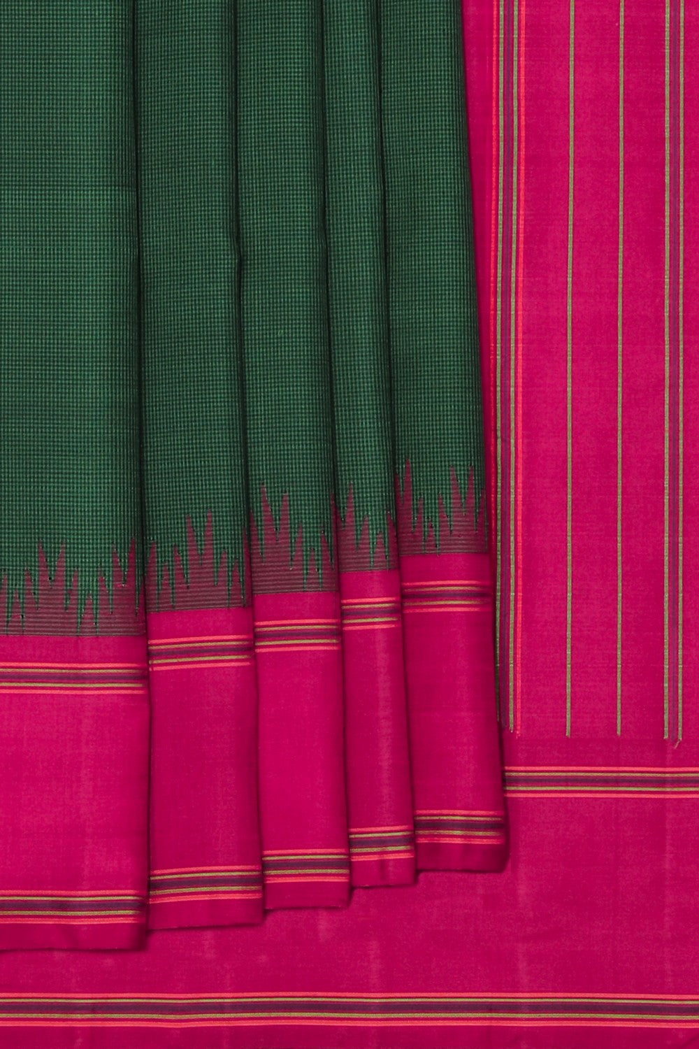 Arani Silk Bottle Green Saree