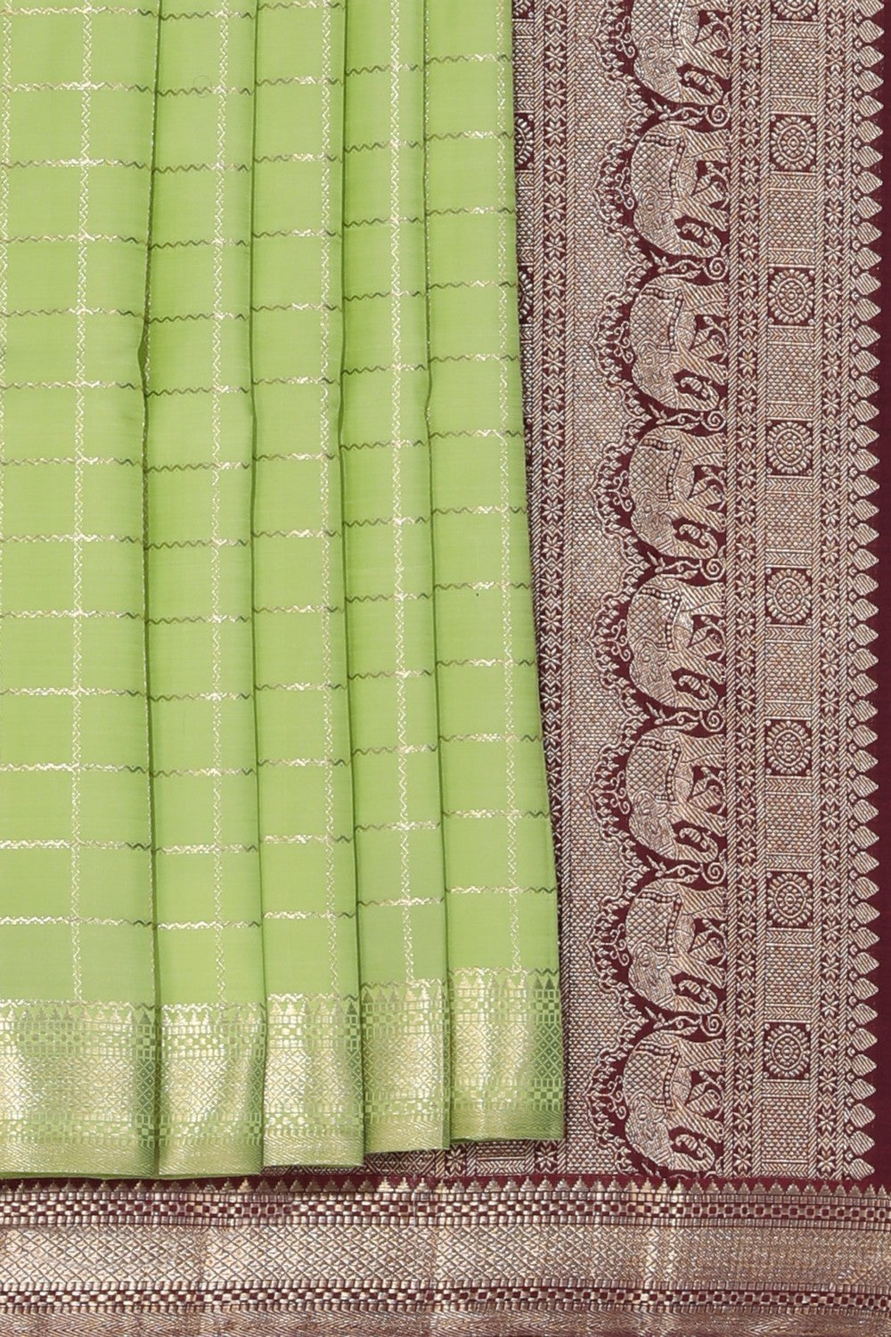 Image of Arani Silk Mint-Green Saree
