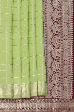 Image of Arani Silk Mint-Green Saree