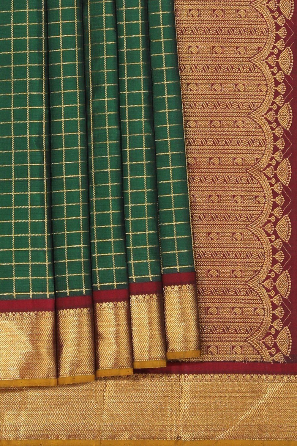 Arani Silk Bottle Green Saree