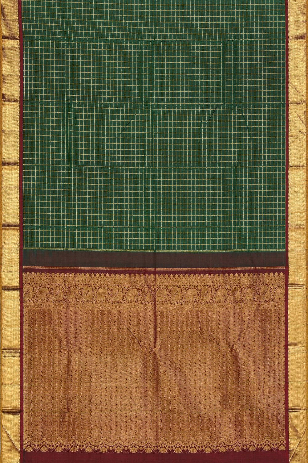 Arani Silk Bottle Green Saree