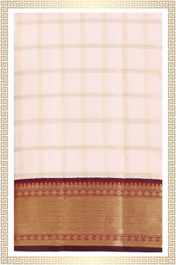 Image of Arani Silk Off-White Dhoti With Kanduva (8 X 4)