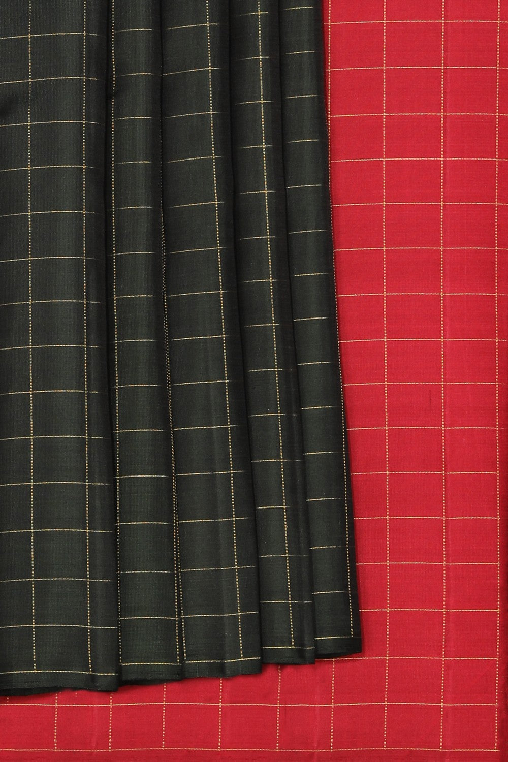 Image of Kanchipuram Silk Bottle Green Saree