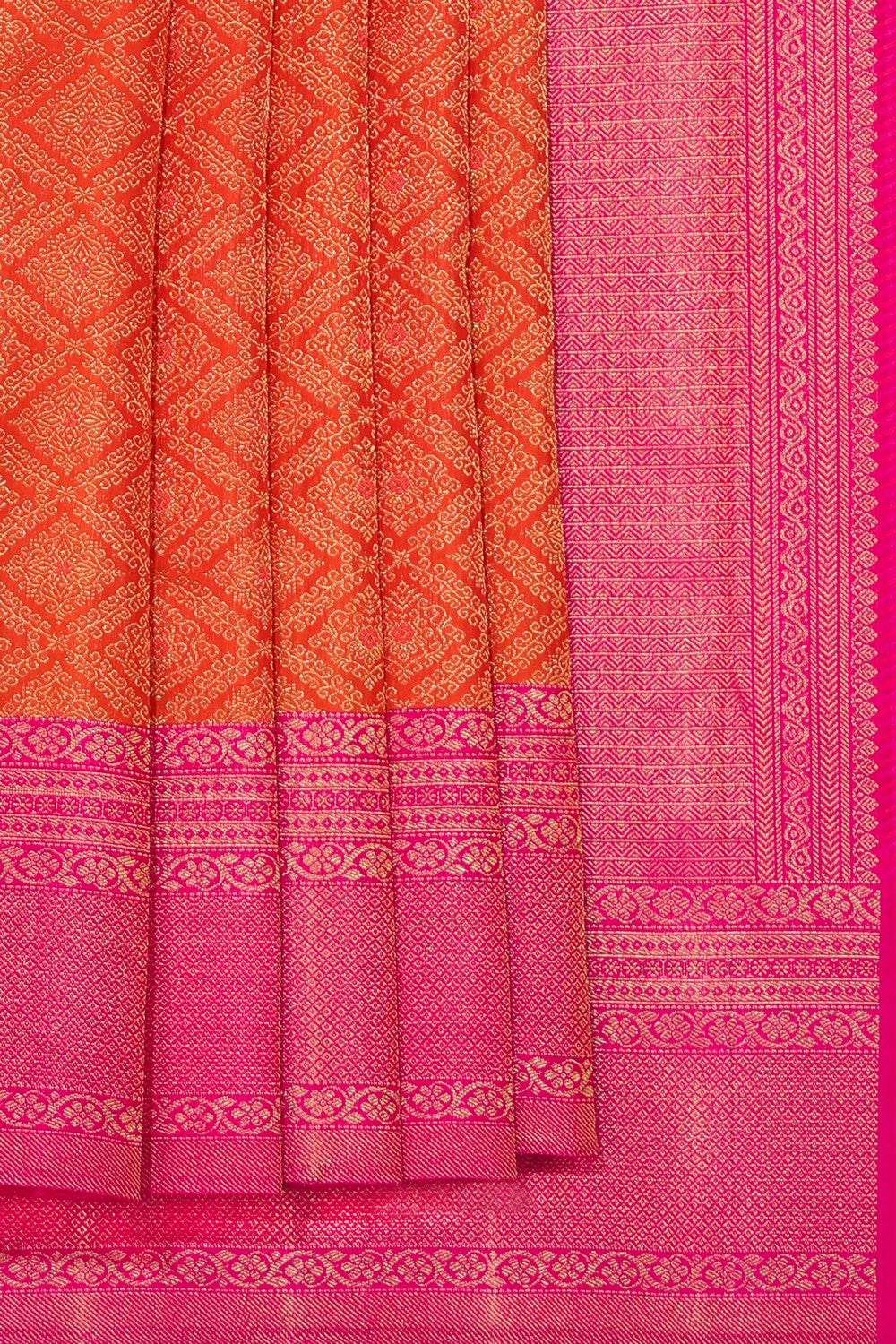 Kanchipuram Silk Orange Saree