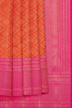 Image of Kanchipuram Silk Orange Saree