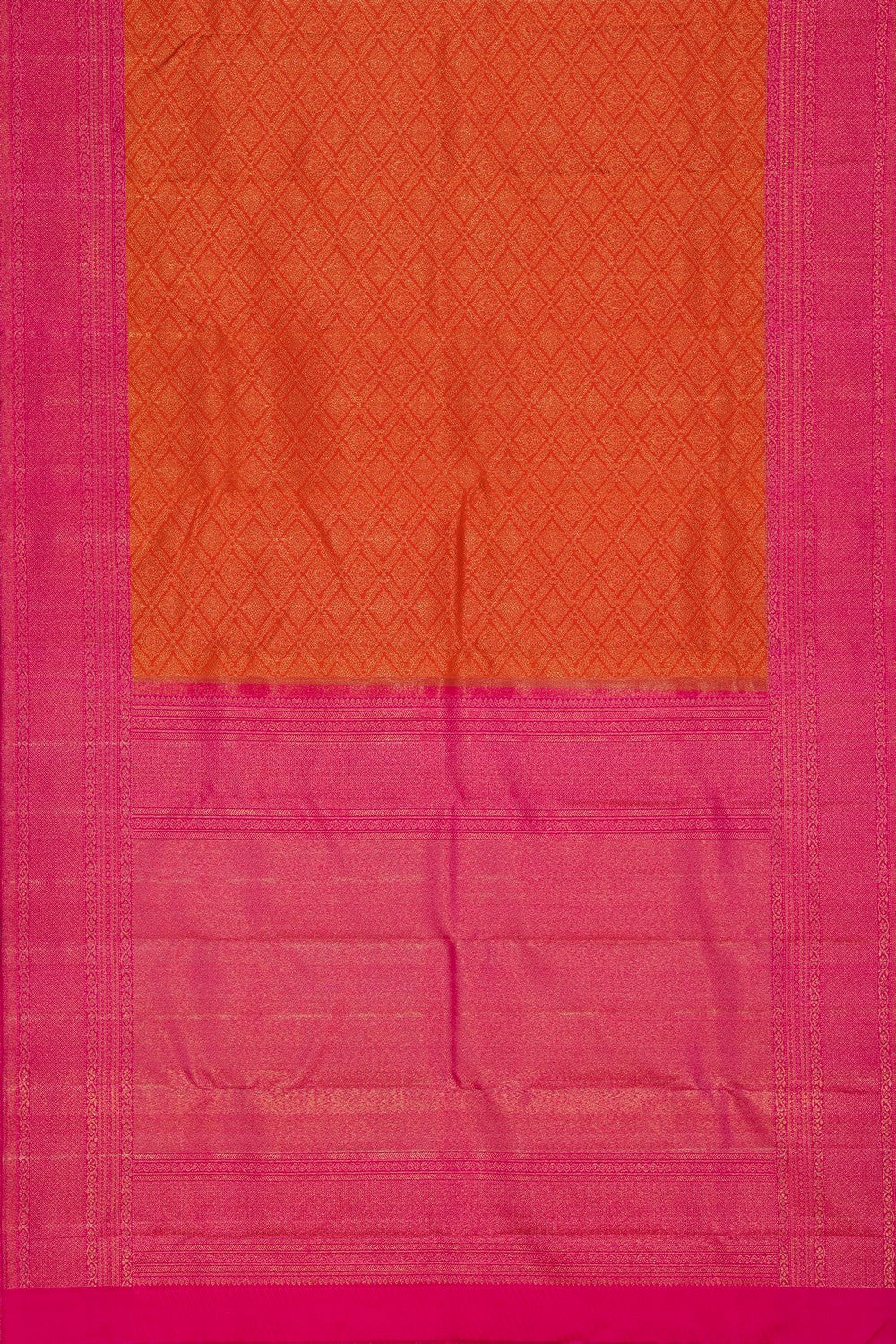 Kanchipuram Silk Orange Saree