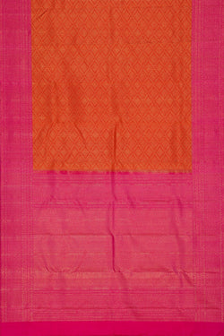 Image of Kanchipuram Silk Orange Saree