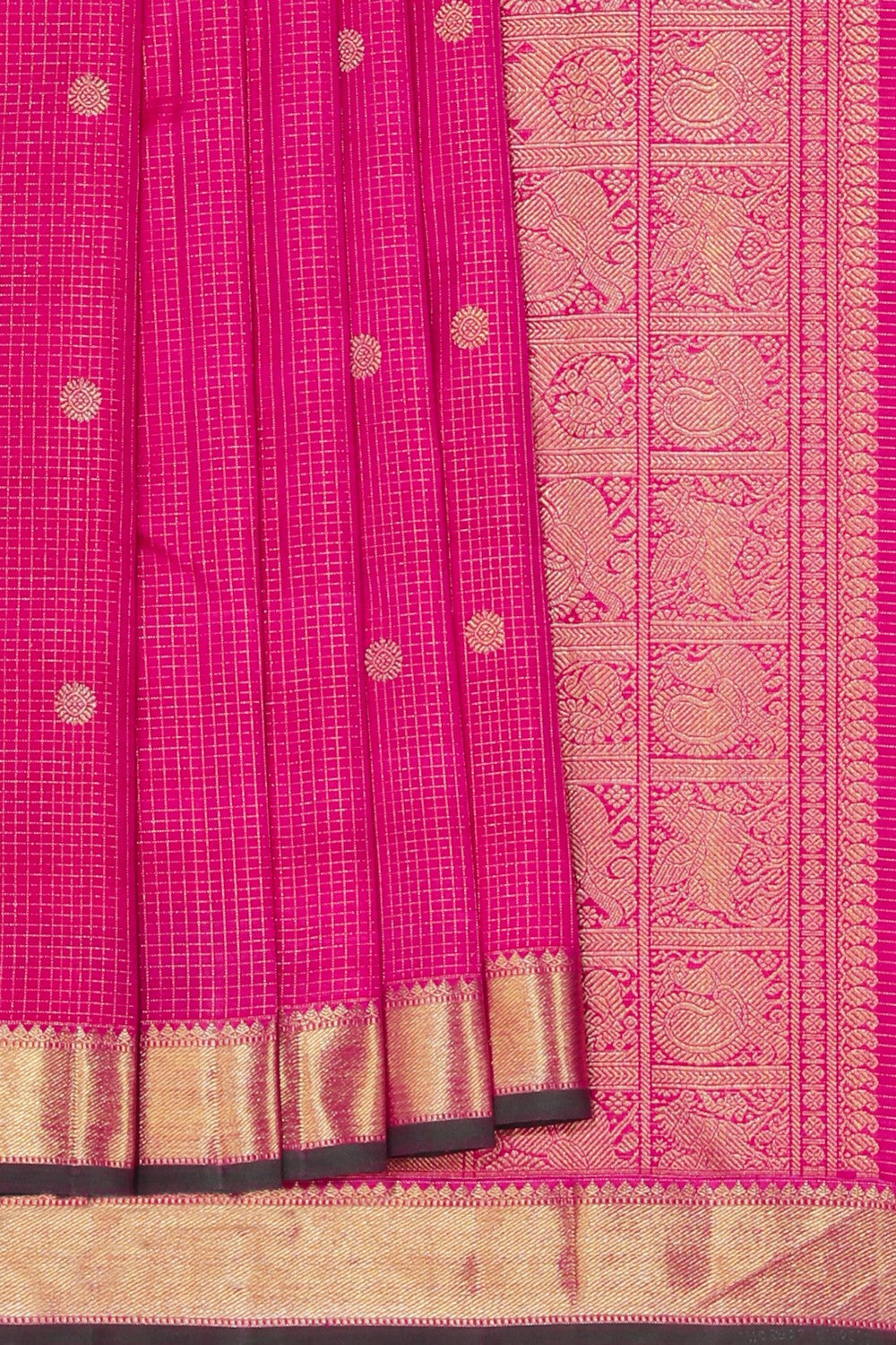 Kanchipuram Silk Fuchsia-Pink Saree