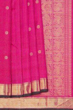 Image of Kanchipuram Silk Fuchsia-Pink Saree