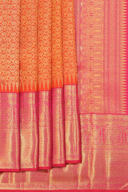 Image of Kanchipuram Silk Orange Saree