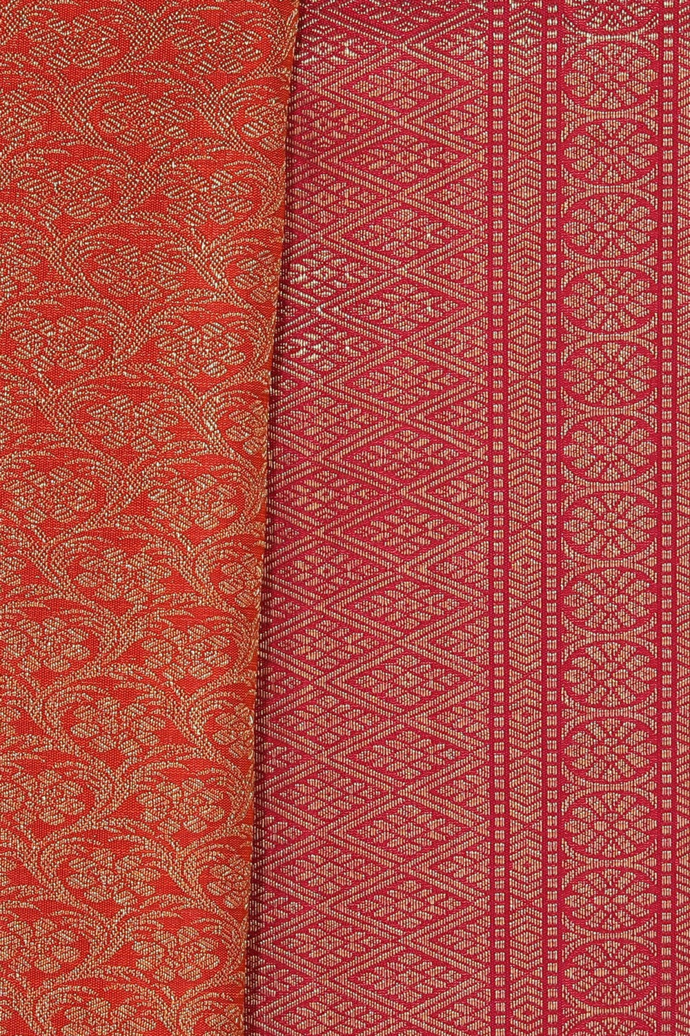 Kanchipuram Silk Orange Saree