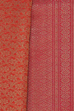 Image of Kanchipuram Silk Orange Saree