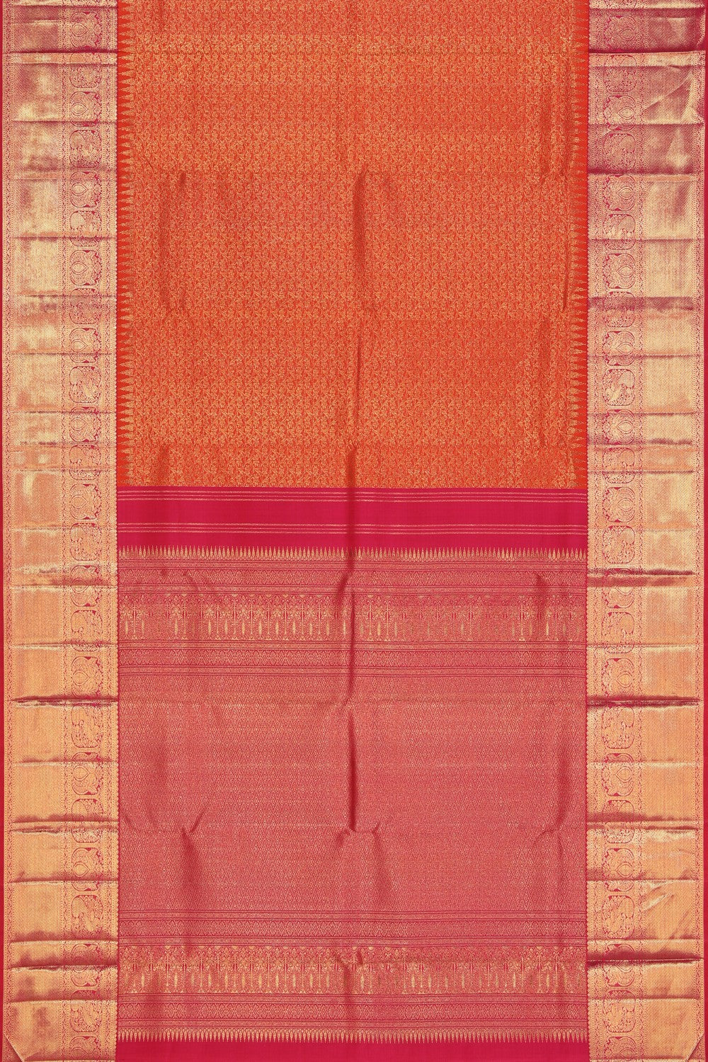 Kanchipuram Silk Orange Saree