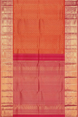 Image of Kanchipuram Silk Orange Saree