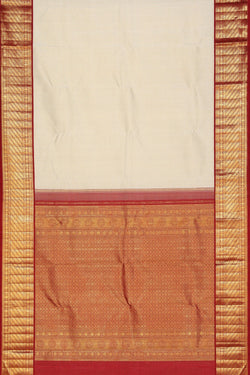 Image of Kanchipuram Silk Off-White Saree