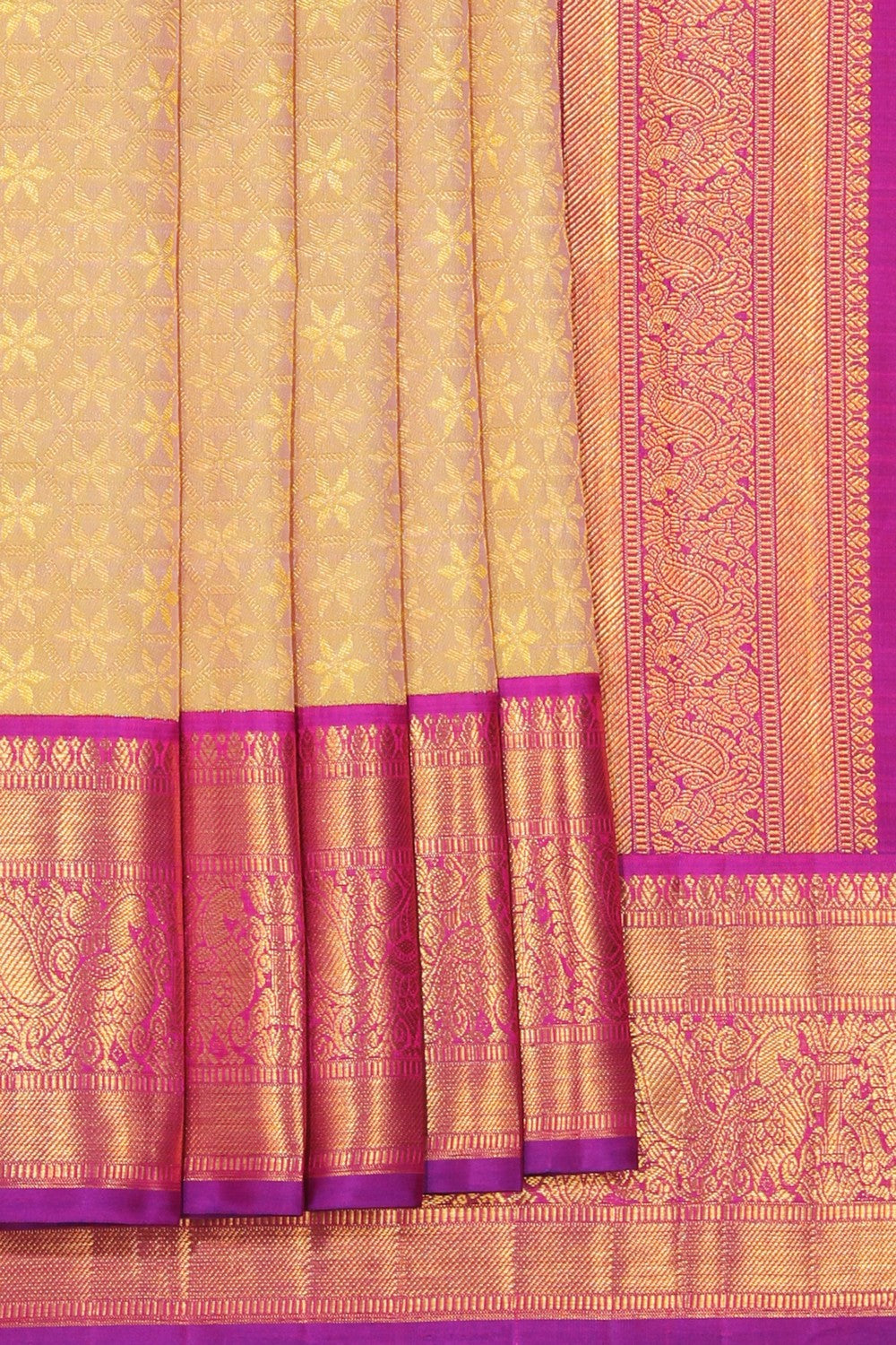 Kanchipuram Silk Spring Yellow Saree