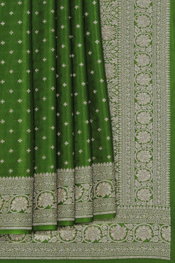 Image of Banarasi Crepe Silk Green Saree