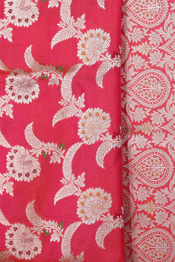 Image of Banarasi Silk Fuchsia-Pink Saree