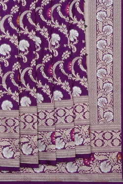 Image of Banarasi Katan Silk Violet Saree