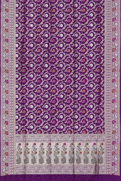 Image of Banarasi Katan Silk Violet Saree