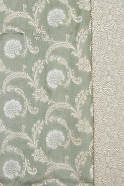 Image of Banarasi Silk Sage Green Saree