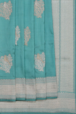 Image of Banarasi Silk Aqua-Blue Saree