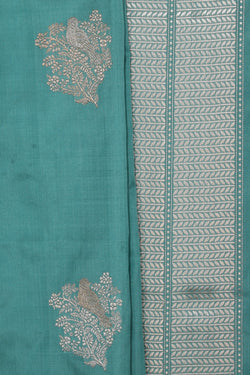 Image of Banarasi Silk Aqua-Blue Saree