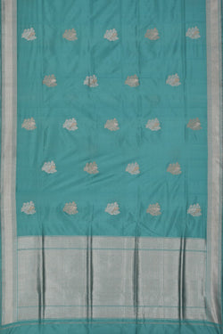 Image of Banarasi Silk Aqua-Blue Saree