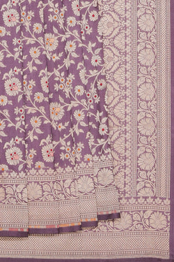 Image of Banarasi Silk Lavender-Purple Saree