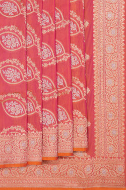 Image of Banarasi Silk Brocade Peach Saree