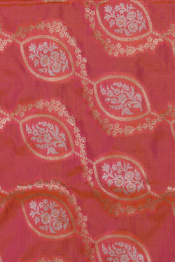 Image of Banarasi Silk Brocade Peach Saree