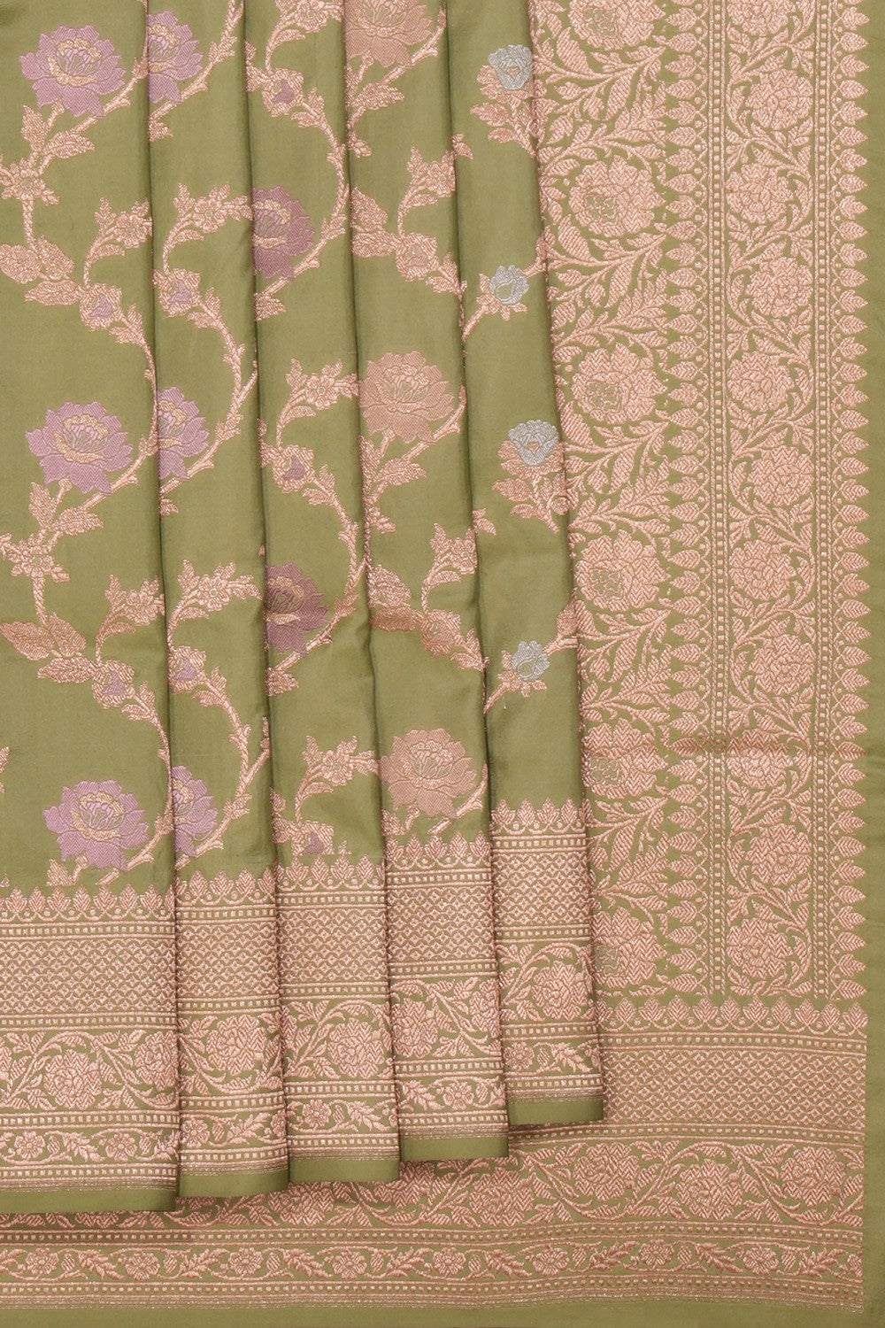 Banarasi Silk Brocade Sage Green Saree