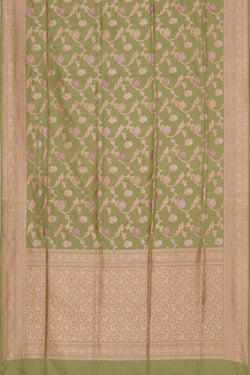 Image of Banarasi Silk Brocade Sage Green Saree