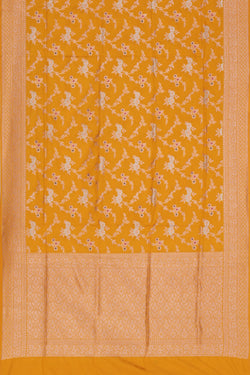 Image of Banarasi Silk Brocade Yellow Saree