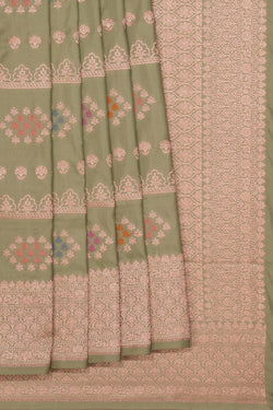 Image of Banarasi Silk Brocade Green Saree