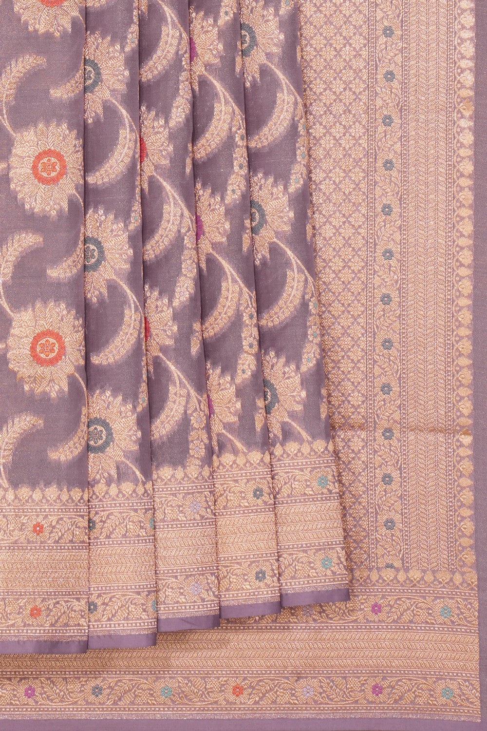 Banarasi Silk Tissue Brocade Purple Saree