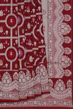 Image of Banarasi Silk Maroon Saree